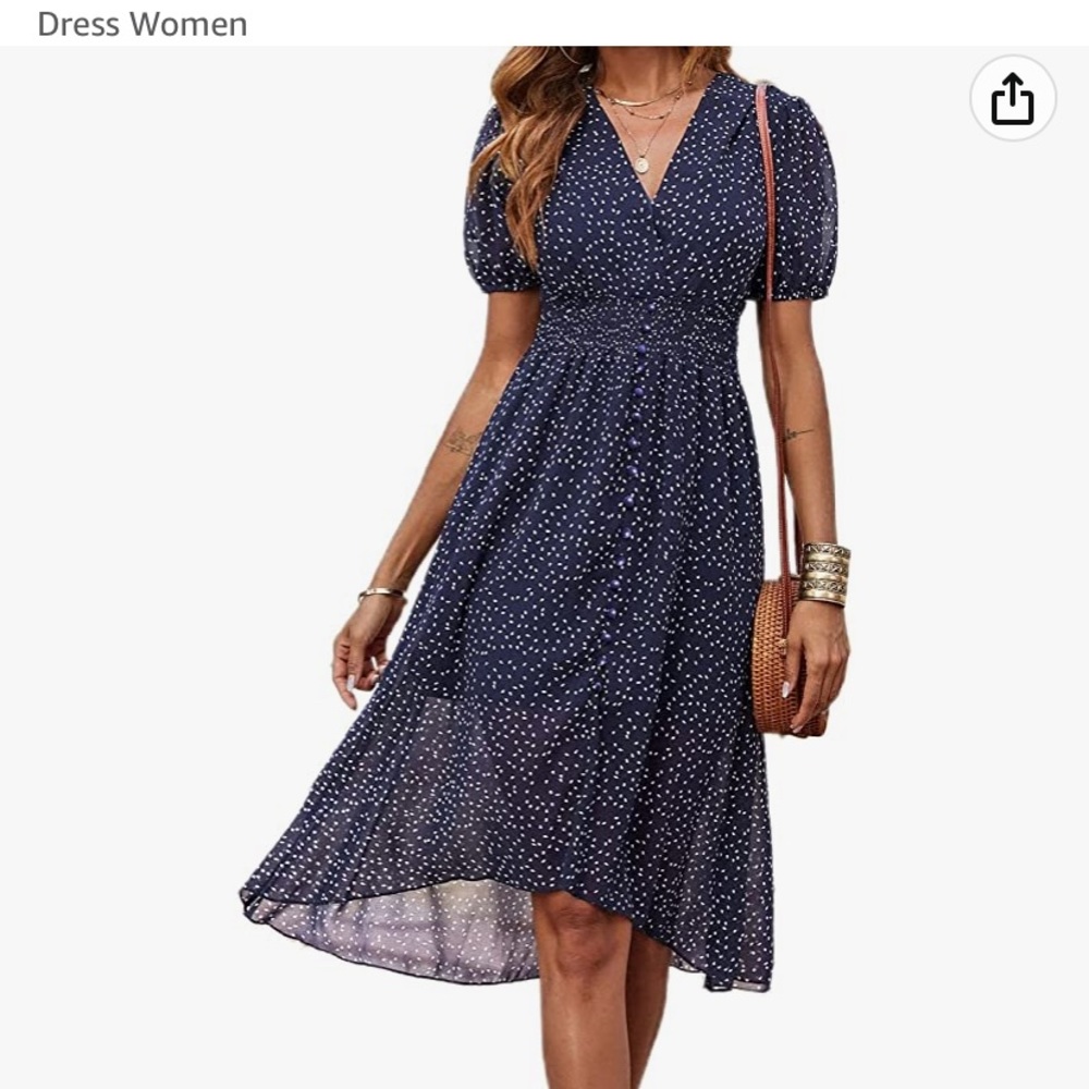 NWT PrettyGarden navy floral midi high low dress